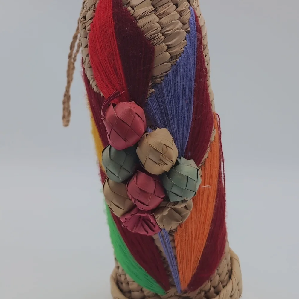 Vintage Colorful Wicker Rattan Woven Decorative Bottle Holder